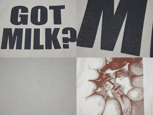 VINTAGE ヴィンテージ GOT MILK? 半袖Tシャツ サイズL アダルトプリント アイボリー ギルダン 広告 美品 中古 4b001529