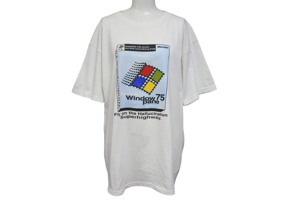極美品 VINTAGE ヴィンテージ Microdot マイクロドット 半袖Tシャツ サイズL Microsoft パロディ LSD ドラッグ 中古 4b001531