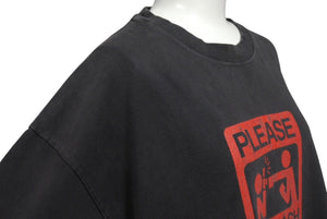 VINTAGE ヴィンテージ PLEASE NO FLASH PHOTOGRAPHY Tシャツ サイズL メッセージ プリント フェードブラック 美品 中古 4b001538