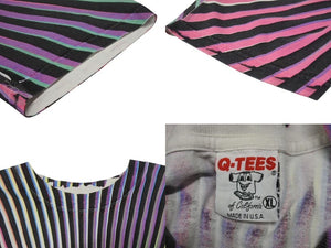 Q-TEES キューティーズ ヴィンテージ Tシャツ サイケデリック 幾何学模様 オーバーサイズ マルチカラー サイズ XL 中古 4b001540 
