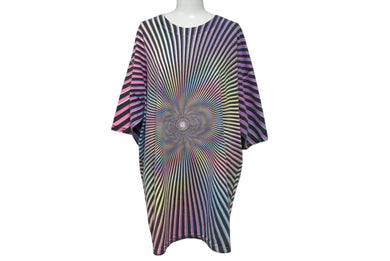 Q-TEES キューティーズ ヴィンテージ Tシャツ サイケデリック 幾何学模様 オーバーサイズ マルチカラー サイズ XL 中古 4b001540 