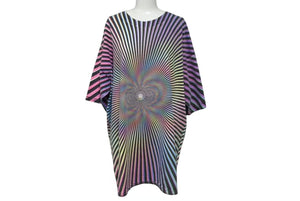 Q-TEES キューティーズ ヴィンテージ Tシャツ サイケデリック 幾何学模様 オーバーサイズ マルチカラー サイズ XL 中古 4b001540 