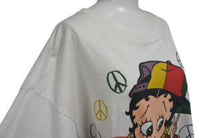 VINTAGE ヴィンテージ 90's BETTY BOOP ベティーブープ 半袖Tシャツ サイズXL ピースマーク ホワイト 1993年 良品 中古 4b001543