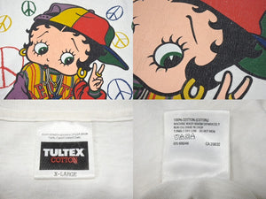 VINTAGE ヴィンテージ 90's BETTY BOOP ベティーブープ 半袖Tシャツ サイズXL ピースマーク ホワイト 1993年 良品 中古 4b001543
