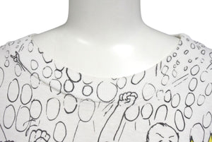 VINTAGE ヴィンテージ BEAVIS AND BUTT-HEAD ビーバスアンドバットヘッド 半袖Tシャツ ホワイト 総柄 美品 中古 4b001544