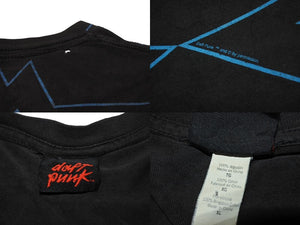 VINTAGE ヴィンテージ DUFT PUNK ダフトパンク Alive Tour 2007 アライブツアー Tシャツ サイズXL 総柄 ブラック 良品 中古 4b001547