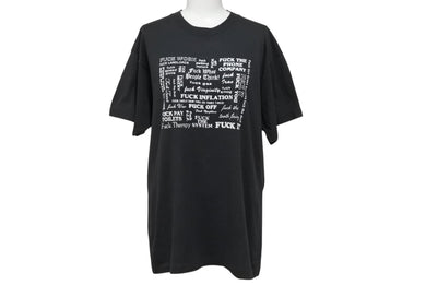 VINTAGE ヴィンテージ 80's FUCK ファック Tシャツ サイズL プリント ブラック ホワイト 80年代 美品 中古 4b001548 