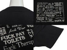 画像をギャラリービューアに読み込む, VINTAGE ヴィンテージ 80&#39;s FUCK ファック Tシャツ サイズL プリント ブラック ホワイト 80年代 美品 中古 4b001548 