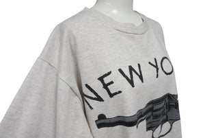 VINTAGE ヴィンテージ 90's NEW YORK it ain't kansas メッセージTシャツ サイズL 拳銃 グレー 美品 中古 4b001549