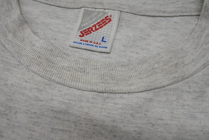 VINTAGE ヴィンテージ 90's NEW YORK it ain't kansas メッセージTシャツ サイズL 拳銃 グレー 美品 中古 4b001549