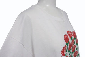 VINTAGE ヴィンテージ 薔薇ローズ半袖Tシャツ アメリカ製 コットン ホワイト レッド グリーン サイズL 美品 中古 4b001561 
