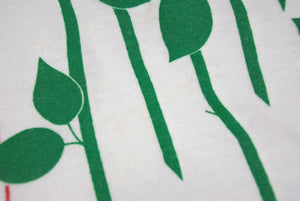 VINTAGE ヴィンテージ 薔薇ローズ半袖Tシャツ アメリカ製 コットン ホワイト レッド グリーン サイズL 美品 中古 4b001561 