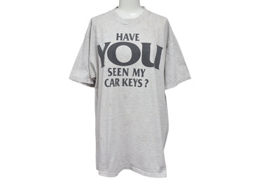 VINTAGE ヴィンテージ 00's HAVE YOU SEEN MY CAR KEYS? メッセージプリント Tシャツ サイズL グレー 良品 中古 4b001565