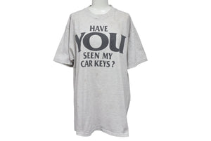 VINTAGE ヴィンテージ 00's HAVE YOU SEEN MY CAR KEYS? メッセージプリント Tシャツ サイズL グレー 良品 中古 4b001565