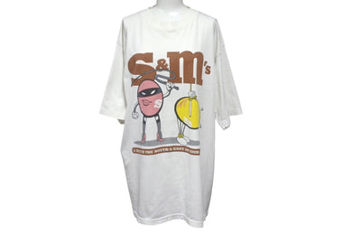 VINTAGE ヴィンテージ 90's S&M's Tシャツ サイズL M&M's エムアンドエムズ パロディ SM チョコレート ホワイト 美品 中古 4b001567