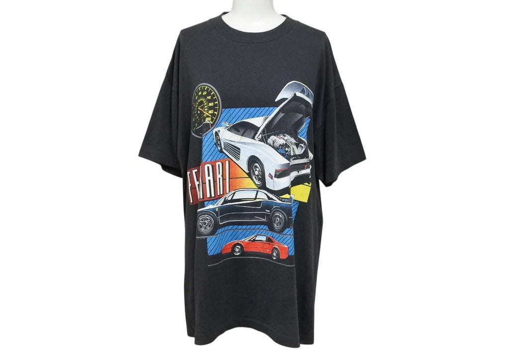 VINTAGE ヴィンテージ 90's FERRARI フェラーリ Tシャツ サイズL スーパーカー プリント ブラック 1991年 美品 中古 4b001541