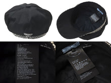 Load image into Gallery viewer, 極美品 PRADA プラダ ベイカーボーイキャップ キャスケット トライアングルロゴ ラインストーン装飾 1HC551 ブラック S 中古 4b001578