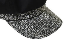Load image into Gallery viewer, 極美品 PRADA プラダ ベイカーボーイキャップ キャスケット トライアングルロゴ ラインストーン装飾 1HC551 ブラック S 中古 4b001578