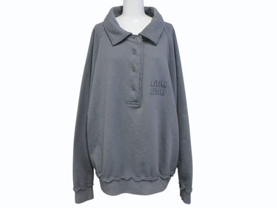 MIUMIU ミュウミュウ 23SS Garmentdye Cotton Sweatshirt ガーメントダイ コットンスウェットシャツ MJL914 サイズS 良品 中古 4b001583