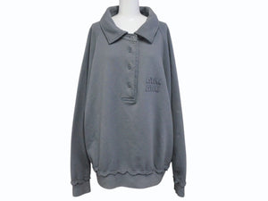 MIUMIU ミュウミュウ 23SS Garmentdye Cotton Sweatshirt ガーメントダイ コットンスウェットシャツ MJL914 サイズS 良品 中古 4b001583