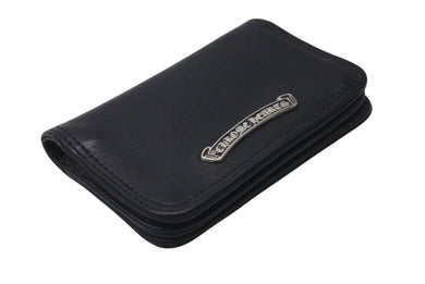 CHROME HEARTS クロムハーツ 2ポケット レザー カードケース ブラック レザー ロゴ 小物 名刺入れ 美品 中古 4b001584