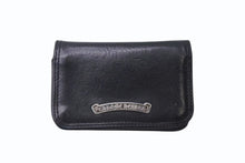 Load image into Gallery viewer, CHROME HEARTS クロムハーツ 2ポケット レザー カードケース ブラック レザー ロゴ 小物 名刺入れ 美品 中古 4b001584