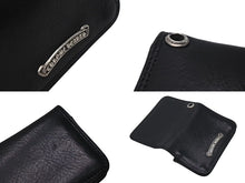 Load image into Gallery viewer, CHROME HEARTS クロムハーツ 2ポケット レザー カードケース ブラック レザー ロゴ 小物 名刺入れ 美品 中古 4b001584