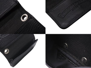 CHROME HEARTS クロムハーツ 2ポケット レザー カードケース ブラック レザー ロゴ 小物 名刺入れ 美品 中古 4b001584