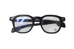 CHROME HEARTS クロムハーツ CHIRP CHIRP チャープ フレア メガネ プラスチック 18KGP ブラック サイズ49□23 美品 中古 4b001587