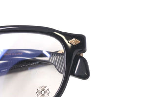 CHROME HEARTS クロムハーツ CHIRP CHIRP チャープ フレア メガネ プラスチック 18KGP ブラック サイズ49□23 美品 中古 4b001587