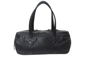 CHROME HEARTS クロムハーツ DUFFLE TINY タイニーダッフル ボストンバッグ ダガージップ レザー シルバ−925 ブラック 美品 中古 4b001592