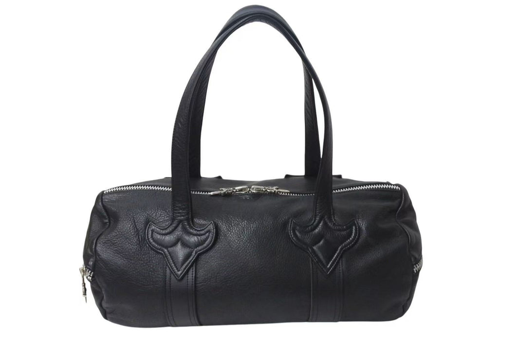 CHROME HEARTS クロムハーツ DUFFLE TINY タイニーダッフル ボストンバッグ ダガージップ レザー シルバ−925 ブラック 美品 中古 4b001592