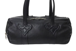 CHROME HEARTS クロムハーツ DUFFLE TINY タイニーダッフル ボストンバッグ ダガージップ レザー シルバ−925 ブラック 美品 中古 4b001592