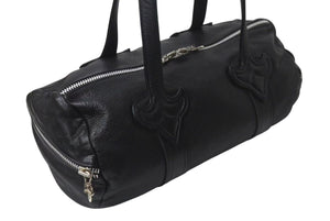 CHROME HEARTS クロムハーツ DUFFLE TINY タイニーダッフル ボストンバッグ ダガージップ レザー シルバ−925 ブラック 美品 中古 4b001592