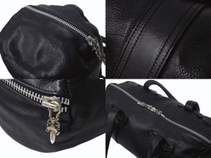 CHROME HEARTS クロムハーツ DUFFLE TINY タイニーダッフル ボストンバッグ ダガージップ レザー シルバ−925 ブラック 美品 中古 4b001592
