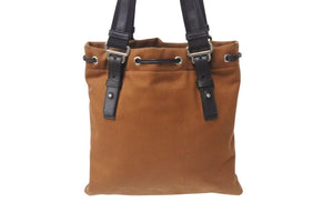 YvesSaintLaurent RiveGauche イヴサンローラン リヴゴーシュ ハンドバッグ ショルダーバック コットン レザー ブラウン 美品 中古 4b001595