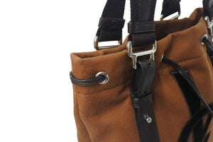 YvesSaintLaurent RiveGauche イヴサンローラン リヴゴーシュ ハンドバッグ ショルダーバック コットン レザー ブラウン 美品 中古 4b001595