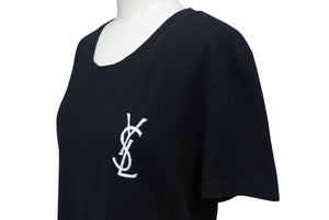 YVES SAINT LAURENT イヴサンローラン 半袖Tシャツ Y1LFE サイズS ロゴプリント ブラック ホワイト コットン 美品 中古 4b001601