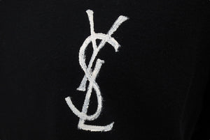 YVES SAINT LAURENT イヴサンローラン 半袖Tシャツ Y1LFE サイズS ロゴプリント ブラック ホワイト コットン 美品 中古 4b001601