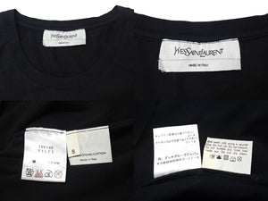 YVES SAINT LAURENT イヴサンローラン 半袖Tシャツ Y1LFE サイズS ロゴプリント ブラック ホワイト コットン 美品 中古 4b001601