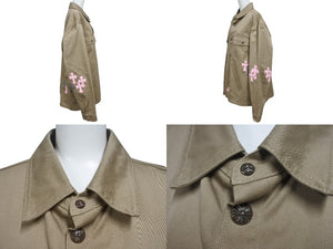 極美品 CHROMEHEARTS クロムハーツ Work Dog ワークドッグシャツジャケット クロスボタン ベージュ ピンク サイズXL 中古 4b001605