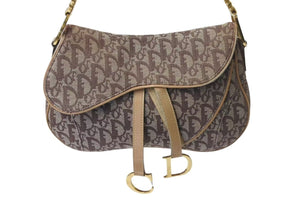 Christian Dior クリスチャンディオール ワンショルダーバッグ トロッター ダブルサドル ブラウン ガリアーノ期 美品 中古 4b001610