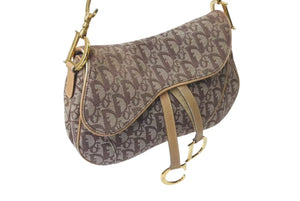 Christian Dior クリスチャンディオール ワンショルダーバッグ トロッター ダブルサドル ブラウン ガリアーノ期 美品 中古 4b001610