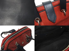 Load image into Gallery viewer, MIU MIU ミュウミュウ ヴィンテージボストンバッグ ハンドバッグ レザー スエード レッド ブラック シルバー金具 美品 中古 4b001611