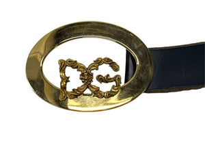 DOLCE&GABBANA ドルチェアンドガッバーナ ベルト D&G ロゴバックル ブラック ゴールド レザー 中古 4b001623