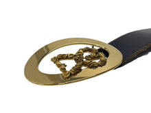 Load image into Gallery viewer, DOLCE&amp;GABBANA ドルチェアンドガッバーナ ベルト D&amp;G ロゴバックル ブラック ゴールド レザー 中古 4b001623
