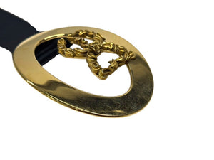 DOLCE&GABBANA ドルチェアンドガッバーナ ベルト D&G ロゴバックル ブラック ゴールド レザー 中古 4b001623
