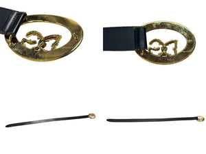 DOLCE&GABBANA ドルチェアンドガッバーナ ベルト D&G ロゴバックル ブラック ゴールド レザー 中古 4b001623