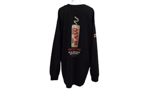 新品未使用 RAW x INTERBREED インターブリード IB Hardware HEMP WICK LS Tee 長袖 ブラック 刺繍 バックプリント サイズXL 中古 4b001627