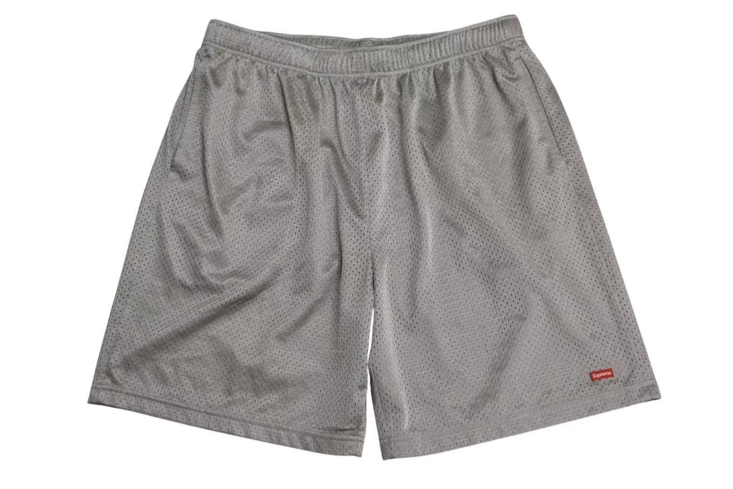 SUPREME シュプリーム ハーフパンツ スモールボックスロゴ メッシュ シルバー レッド ホワイト サイズL 美品 中古 4b001632 